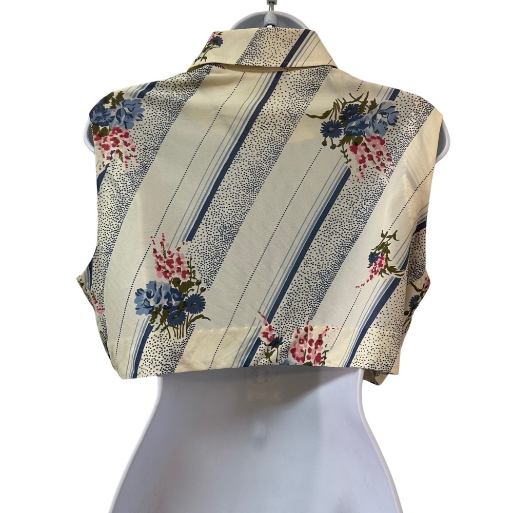 Vintage 70s Murrs of California Dagger Collar Crop Top Floral Tie Front L - Picture 5 of 9